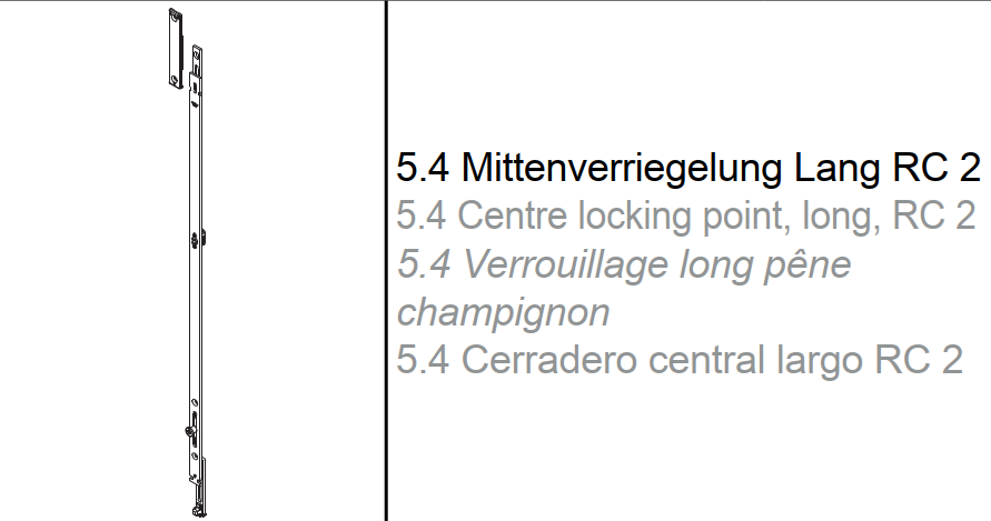 Schüco VarioTec, Verriegelungen, Mittenverriegelung, Riegelstange